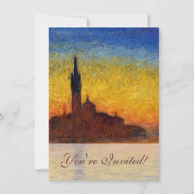 Convites Pôr do Sol Monet Veneza Impressionismo Colorido Ar (Frente)