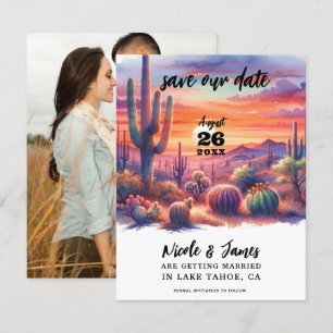 Convites Pôr do Sol no Deserto Aquarela Salvar a Data