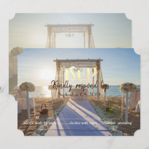 Convites Pôr do sol tropical na praia Arbor floral RSVP