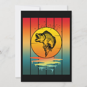 Convites Pôr do Sol Vintage Peixe Pescaria Oceano