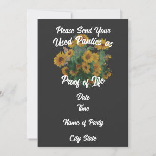 Convites Por favor, envie suas calcinhas usadas como prova 