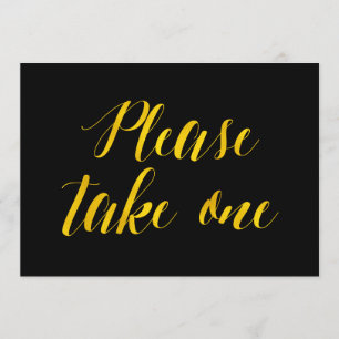 Convites "Por favor, pegue um" Sinal de Casamento Chic Faux