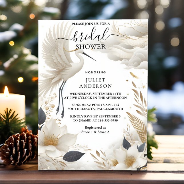 Convites Por Feather Asian Sky Cloud Crane Fun Chá de panel (Criador carregado)