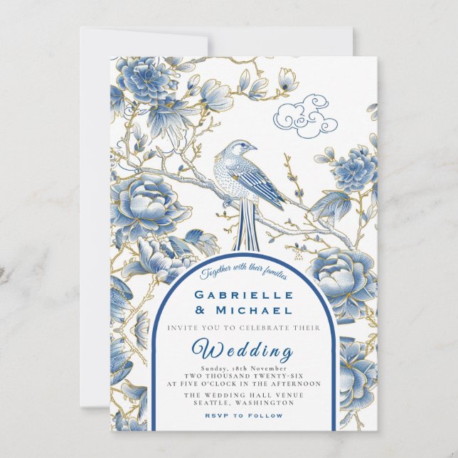 Convites Porcelana Delft Azul Branco Casamento Chinesice (Frente)
