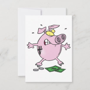 Convites Porco Furioso Caixa Econômica Rosa Engraçado