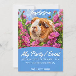 Convites Porco-guineense entre Flores Rosa