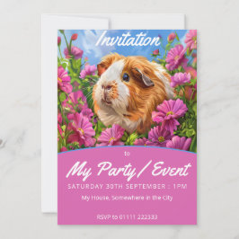 Convites Porco-guineense entre Flores Rosa