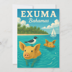 Convites Porcos nadando nas Bahamas Praia Tropical Exuma 20