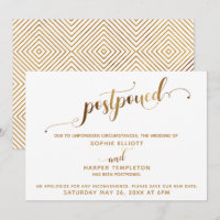 Pormenores de Casamento Adiados Caligrafia Dourada