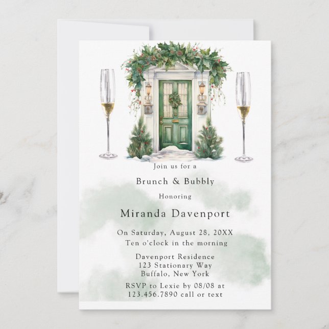 Convites Porta da Igreja de Natal Brunch Winter & Bubble (Frente)