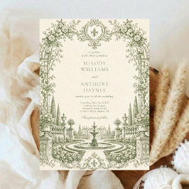 Convites Porta de Jardim de Aquarela Verde Arte Casamento