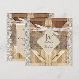 Convites Porta Rústica Casamento Bege Branco Renda Madeira 