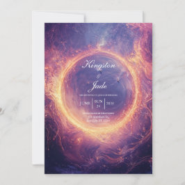 Convites Portal Cósmico de Luxo Anel de Fogo Casamento