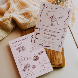 Convites Portão Retro Whimsical Fim de Semana de Bachelor