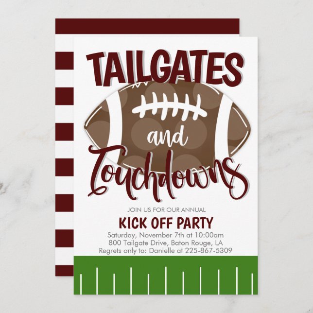 Convites Portas traseiras e touchdowns Futebol QUALQUER COR (Frente/Verso)