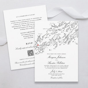 Convites Portland Maine All-in-One QR code RSVP Wedding