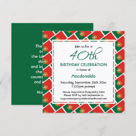 Convites PORTUGAL FLAG Custom ANY AGE Birday