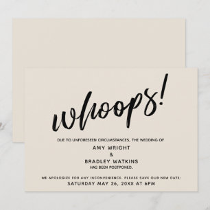 Convites Pós-casamento Humoroso "Whoops"! Creme Card