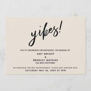 Convites Pós-casamentos Humorosos Yikes! Creme Card