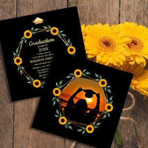 Convites Pós-graduação por Sunset com Quadro de Girassol