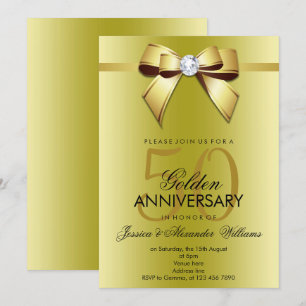 Convites Posh Gem Bow & Ribbon 50º Aniversário de Casamento