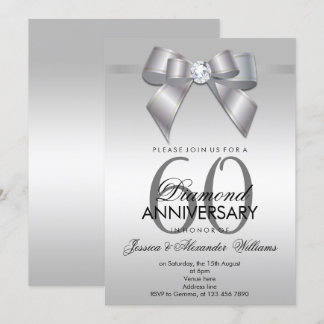 Convites Posh Gem Bow & Ribbon 60º Aniversário de Casamento