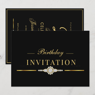 Convites Posh Glamour Ouro 25º Aniversário