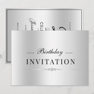 Convites Posh Glamour Prata Aniversário de 25 anos