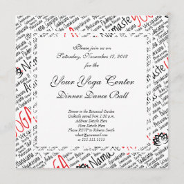 Convites Posições de Yoga Vermelha e Preta Elegante Lotus B