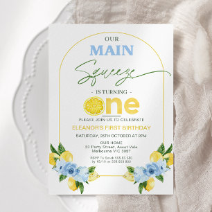 Convites Positano Blue Lemon Nosso primeiro aniversario de 