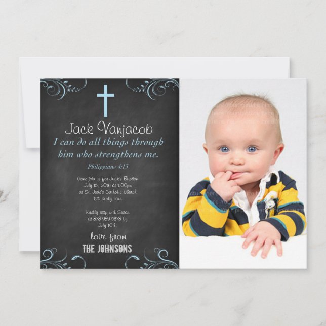 Convites Posso fazer tudo através do Cristo Baby (Frente)