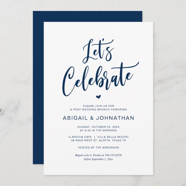 Convites Postar Brunch, Comer, Vamos celebrar (Frente/Verso)