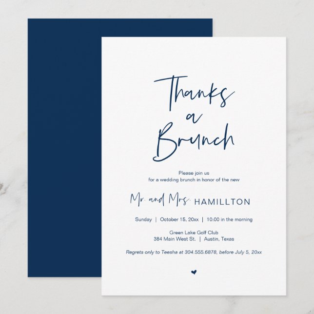 Convites Postar Brunch de casamento, Obrigados de um Convit (Frente/Verso)