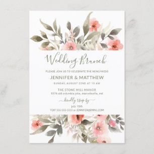 Convites Poste Brunch Watercolor Blush Rose Bouquet