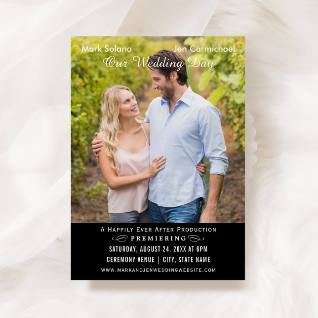 Convites Poster de filme de casamento exclusivo - Foto pret (Criador carregado)