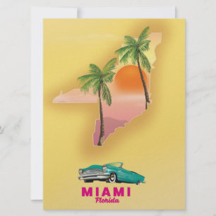 Convites poster de mapa ilustrado de Miami Florida