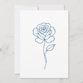 Convites Poster de Rosa de linha azul minimalista