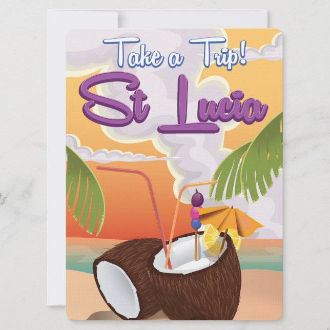 Convites poster de viagens de Cartoon da rua Lucia. (Frente)