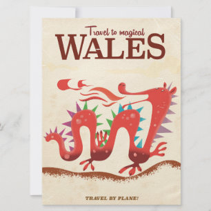 Convites poster de viagens de Dragão de Gales Mágico