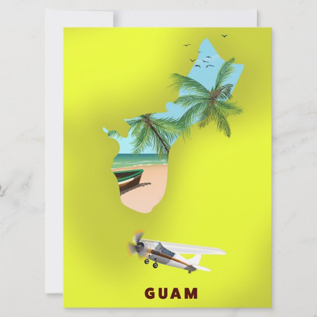 Convites Poster de viagens de mapa ilustrado por Guam (Frente)