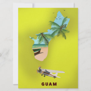 Convites Poster de viagens de mapa ilustrado por Guam