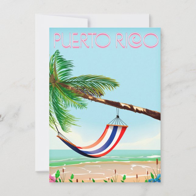 Convites Poster de viagens de Porto Rico Hammock (Verso)