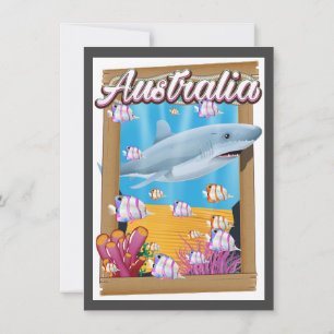 Convites Poster de viagens de tubarão submarino da Austráli