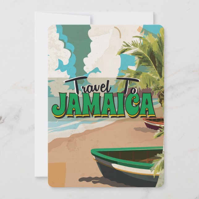 Convites Poster de Viagens vintage de Casamento Jamaica (Frente)