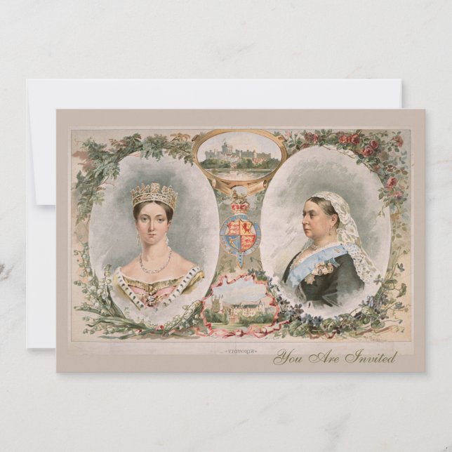 Convites Poster dourado do jubileu da rainha Victoria (Frente)