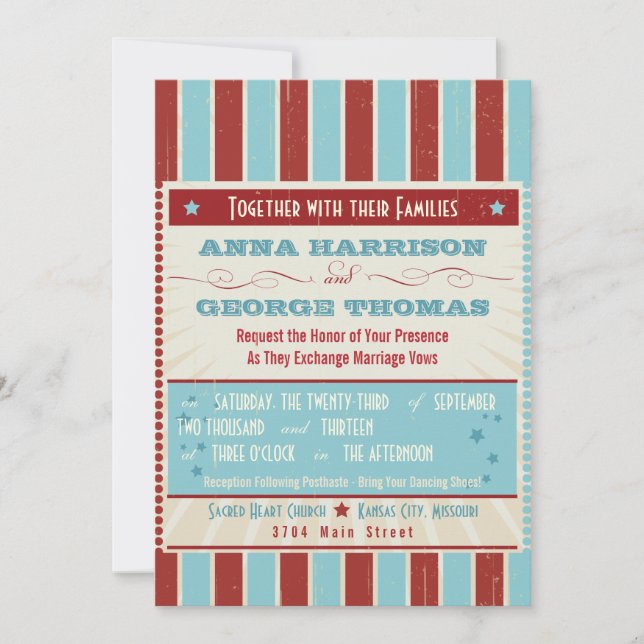 Convites Poster Rustic: Casamento Personalizado Vermelho, B (Frente)