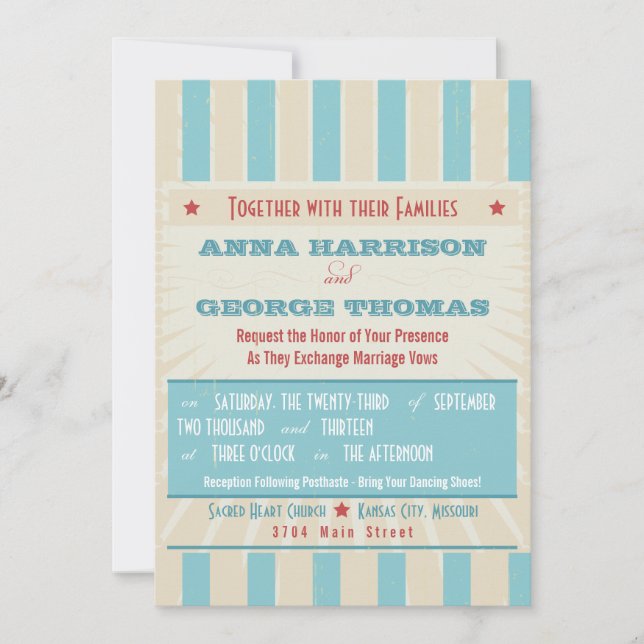 Convites Poster Rustic: Casamento Personalizado Vermelho, B (Frente)