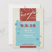 Poster Rustic: RSVP de Casamento Vermelho, Branco 
