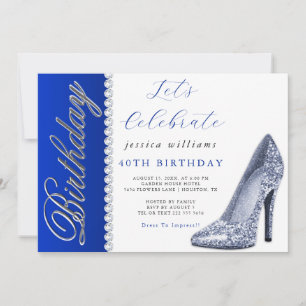 Convites Postiletto & Diamantes Royal Blue Birthday