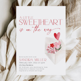 Convites Posto de Amor do Chá de fraldas do Coração Vermelh